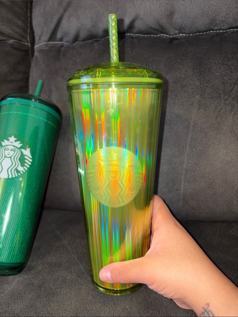Starbucks Tall Reusable Cold Cups Trio in pink, two greens - Picture 5 of 8
